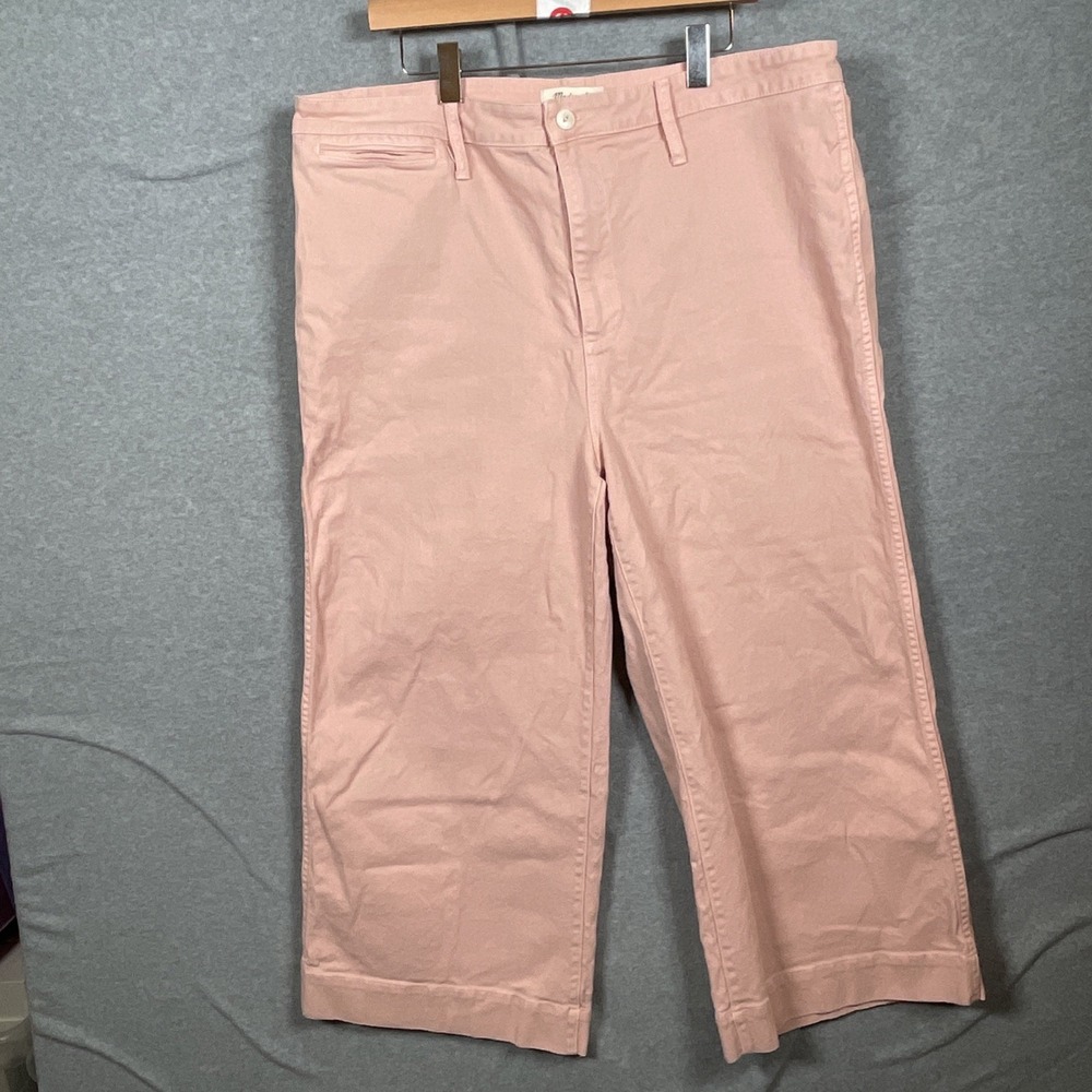 Madewell Pants Womens 35 Pink Wide Leg Crop High Rise Twill Chino Stretch J8985